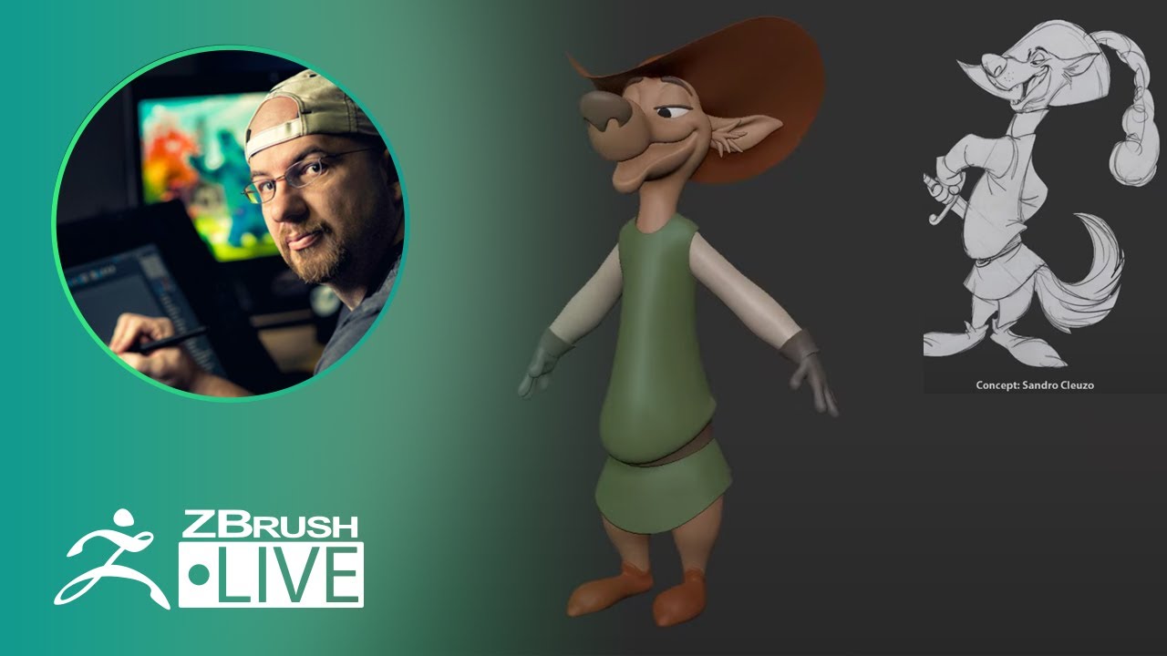 3D Model a Disney Style Canine Character in ZBrush #withme ! - Shane Olson - Part 1 cc_169